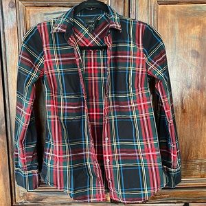 Jcrew collared, fitted, button down in holiday plaid